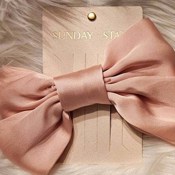 New (2) Large Pink Satin Hair Bow and Pearl Clip Decoration - Picture 3 of 8